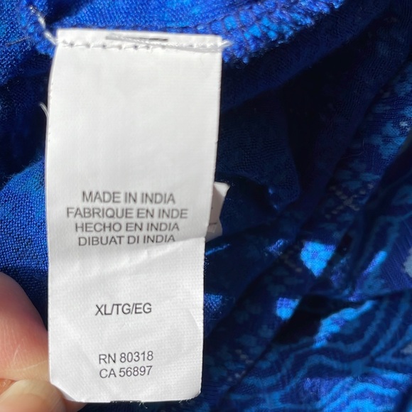 Lucky Brand women’s blue boho 3/4 sleeve pullover button up tunic top EUC - Picture 11 of 14